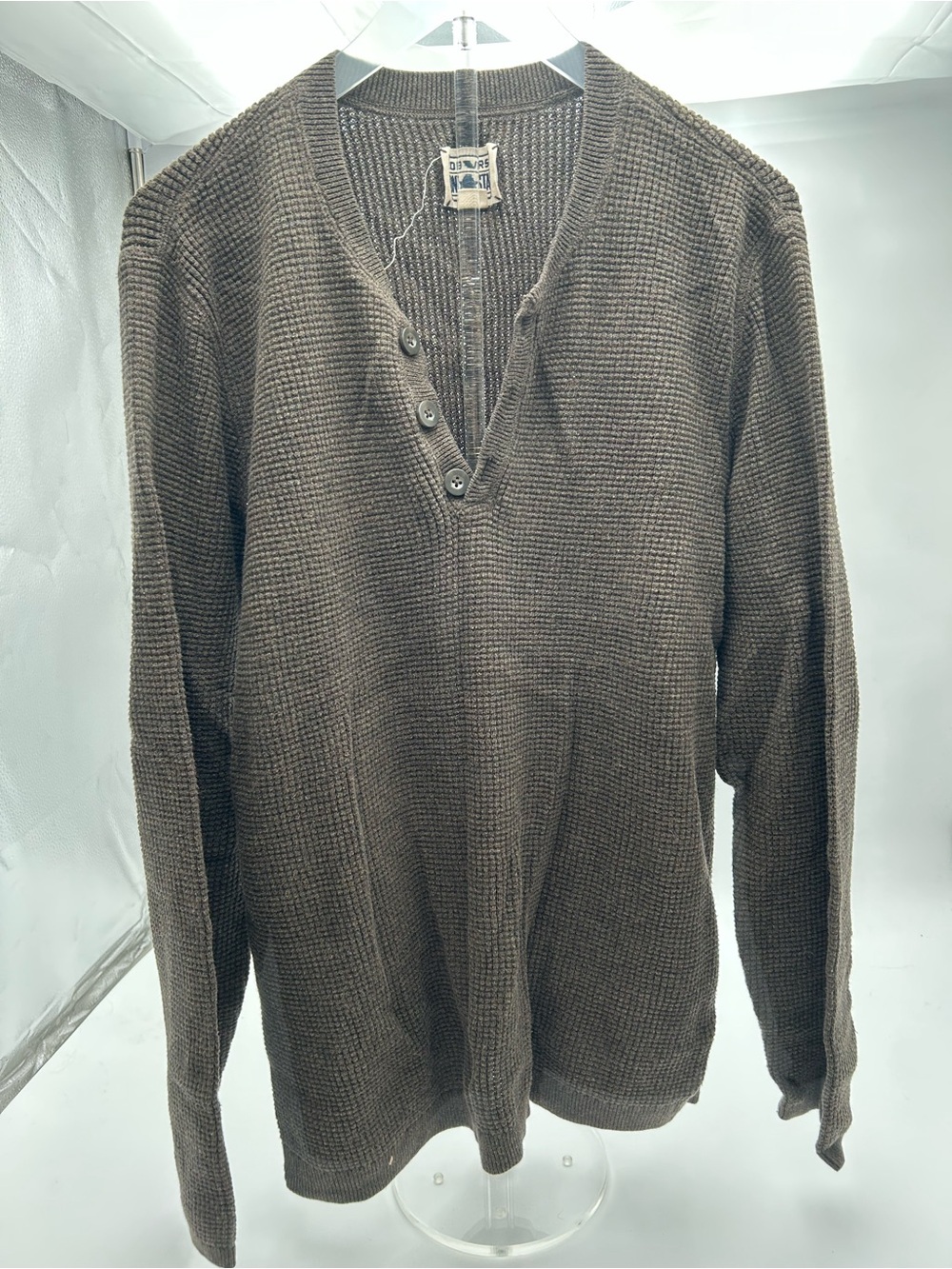 Converse Men's Dark Brown V-Neck Waffle Knit Sweater